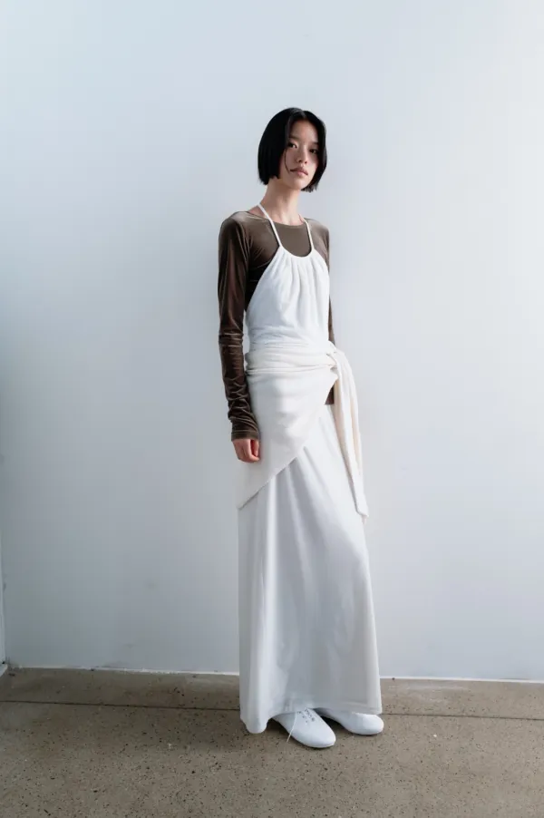 Slim Velvet Jersey Top (Ivory / Khaki / Black)