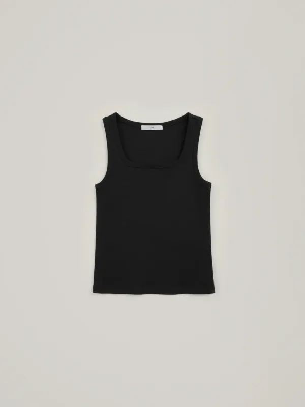 Square Sleeveless Top - Black