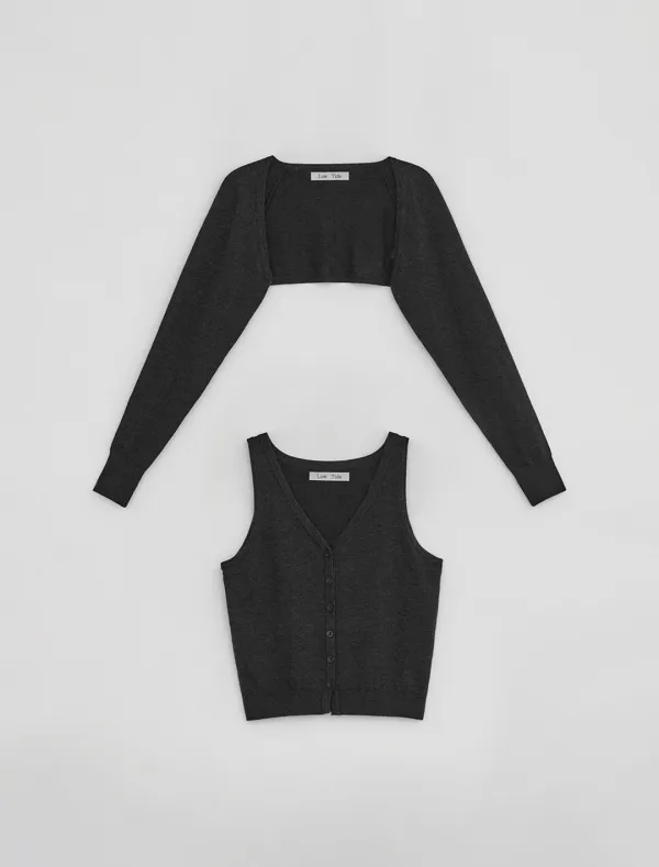 [1st REORDER] BOLERO KNIT SET-UP [CHARCOAL]