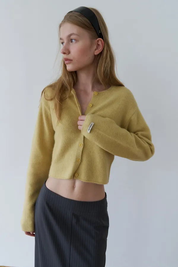 RACCOON SEMI-CROP CARDIGAN_BUTTER YELLOW
