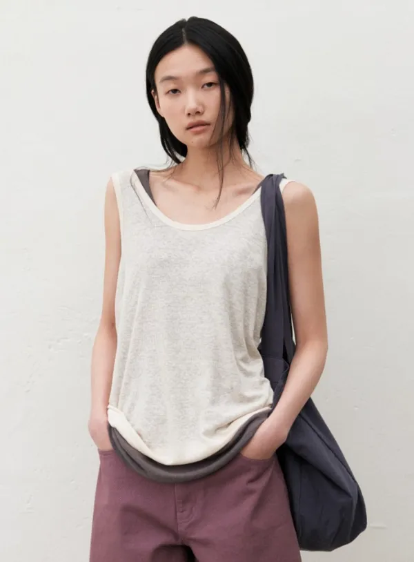 UNDER LINEN SLEEVELESS_LIGHT BEIGE