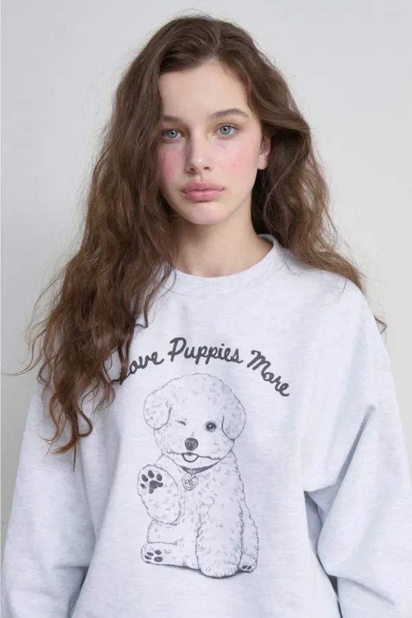 LOVE PUPPIES SWEATSHIRTS (MELANGE GREY)