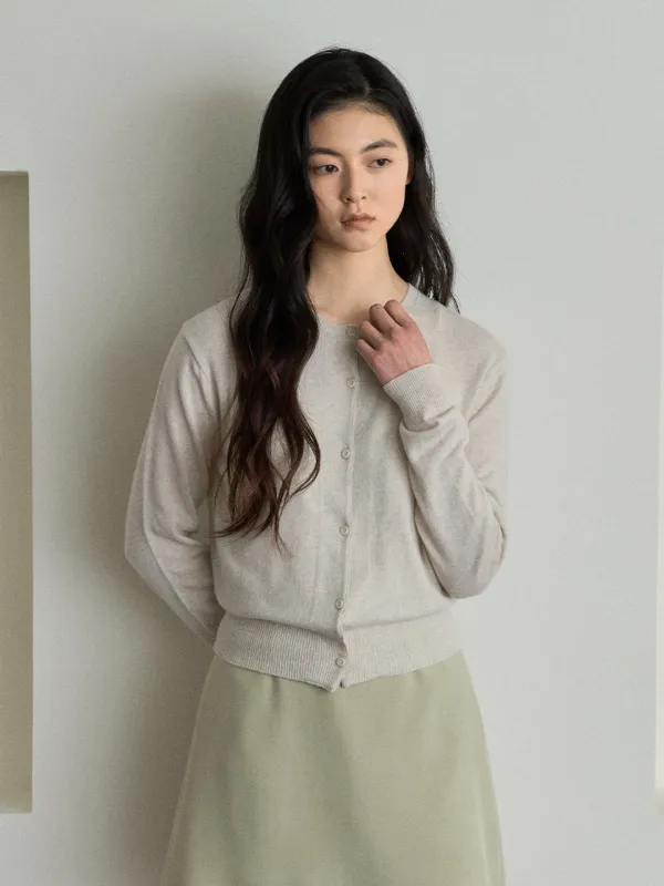 Crop Button Wool Cardigan_3color