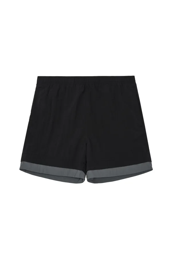 LAYERED SWIM SHORTS - BLACK