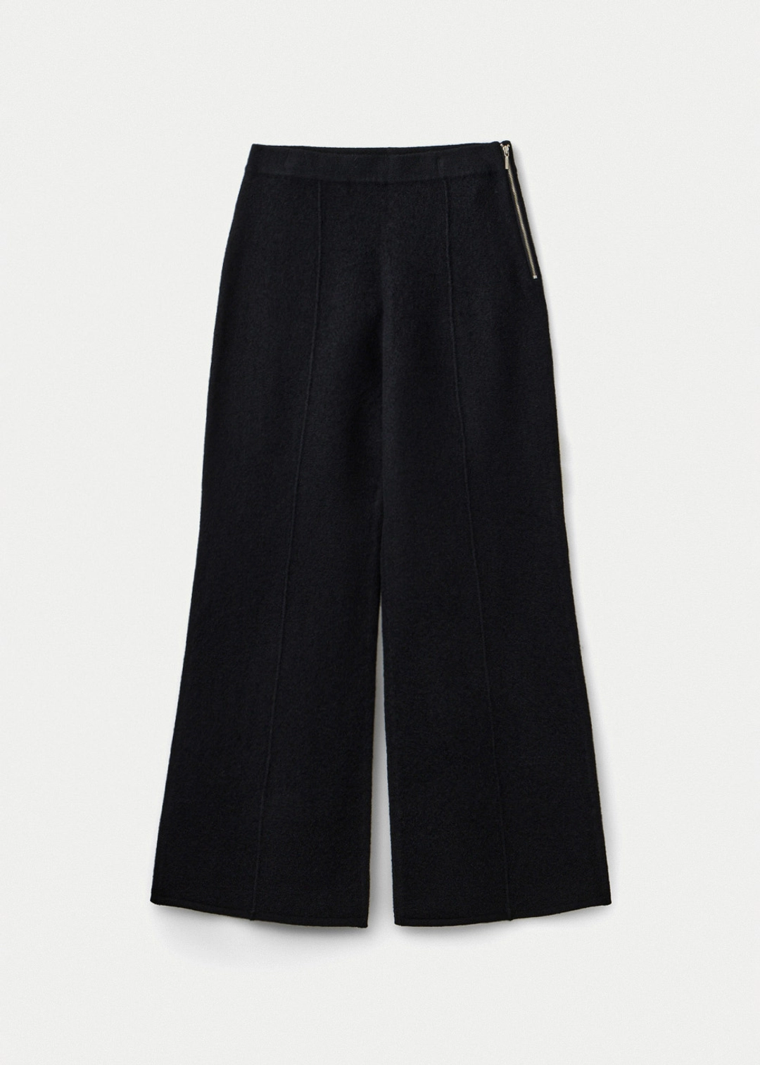우마뭉 Pure merino boiled wool semi bell bottom pant_Black 상품 이미지 1