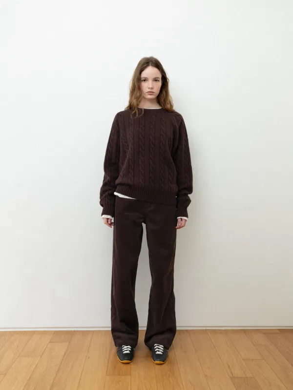 Greta cable knit pullover_cacao