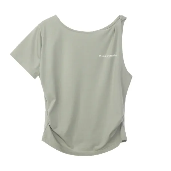 UNBALANCED SLEEVE TOP - KHAKI