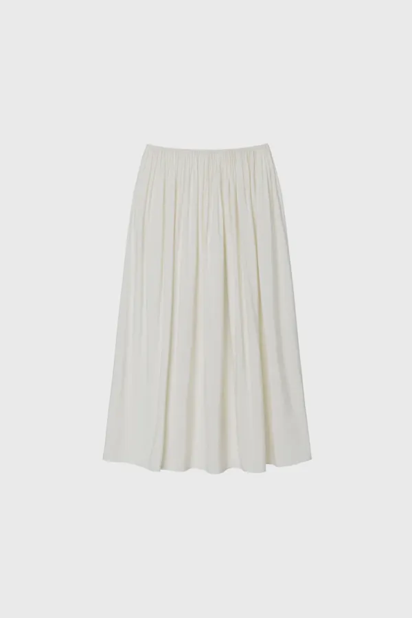 Soft Flow Shirring Skirt (Ivory / Black)