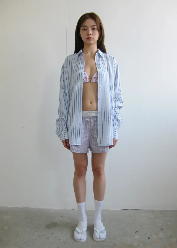 Stripe Side Button Shirt_Blue