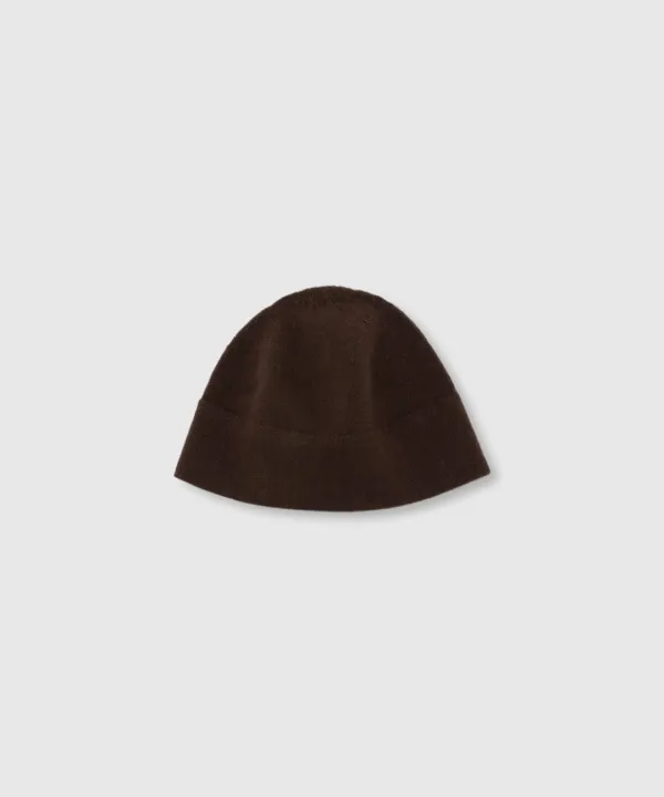 Plain knit beanie (Brown)