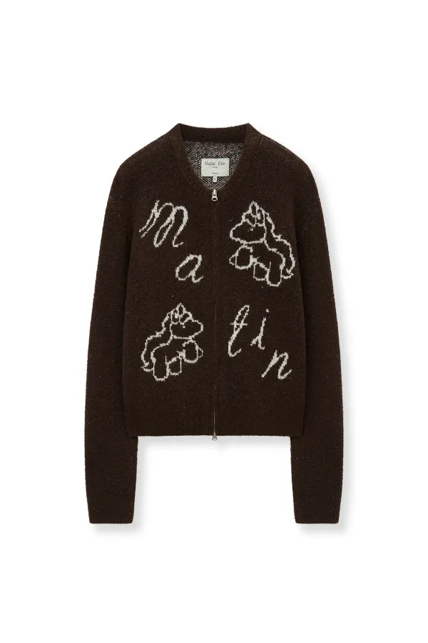 MATIN PONI CONI KNIT ZIP UP IN BROWN