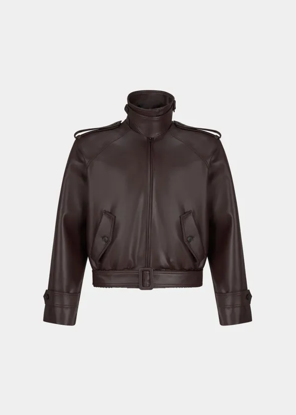 AVIATOR FAUX LEATHER BLOUSON - BURGUNDY