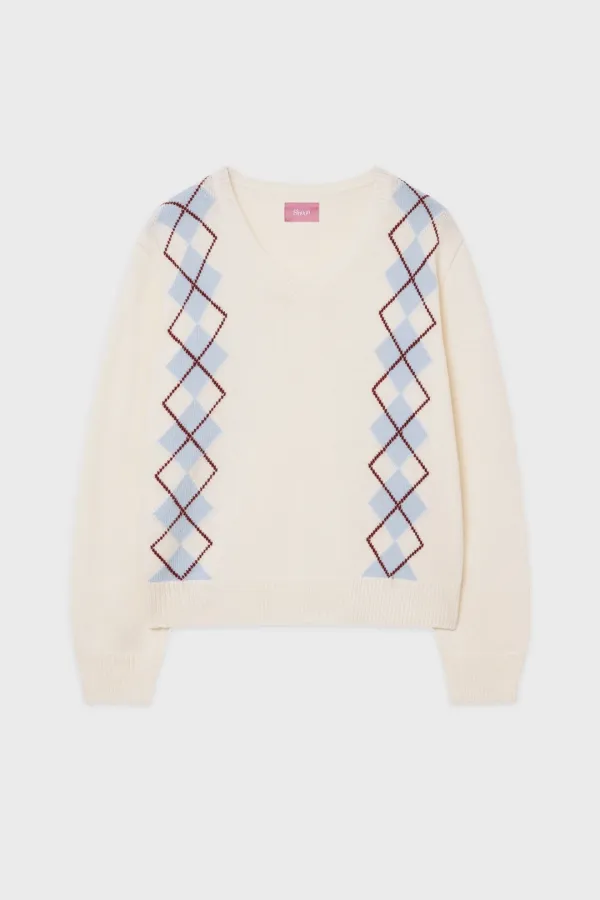 SN Twin Argyle V-neck Knit (Ivory)