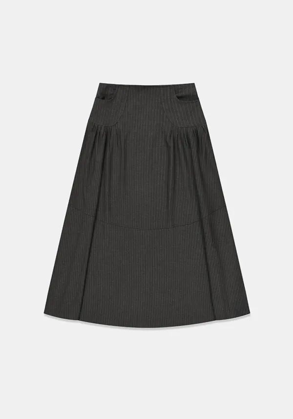 Stripe shirring skirt