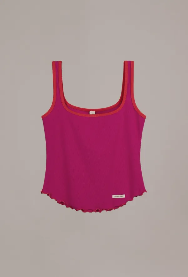 RIBBED SQUARE NECK SLEEVELESS_MAGENTA