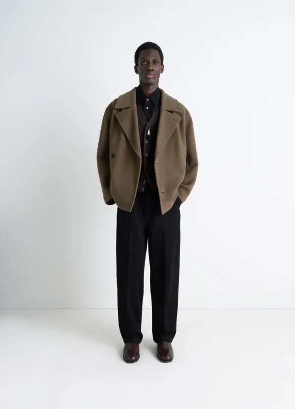 BOXY PEACOAT IN WOOL