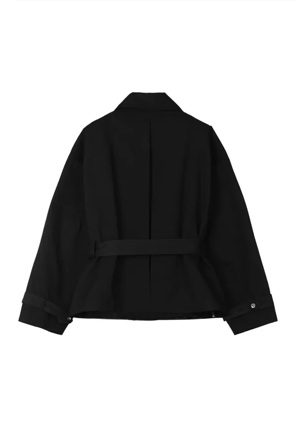 BUCKLE POINT TRENCH JACKET IN BLACK