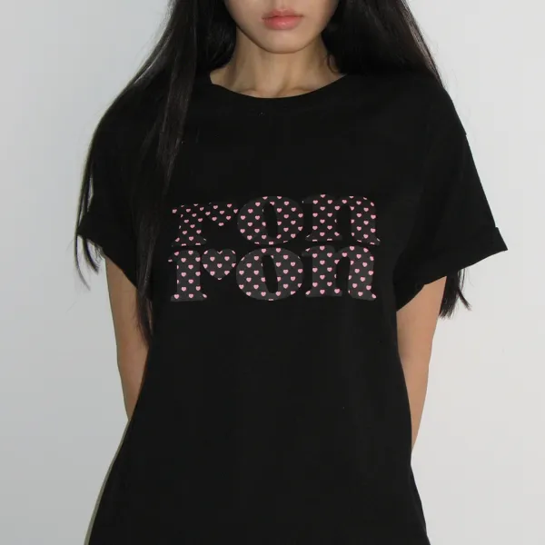 HEART LOGO BASIC FIT T SHIRT BLACK
