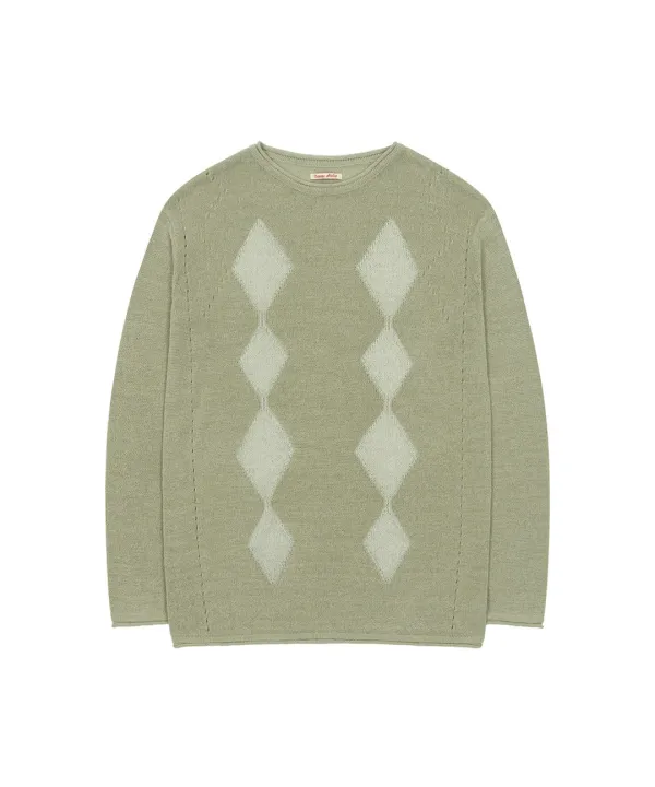 KN4300 내추럴 아가일 니트_Olive green