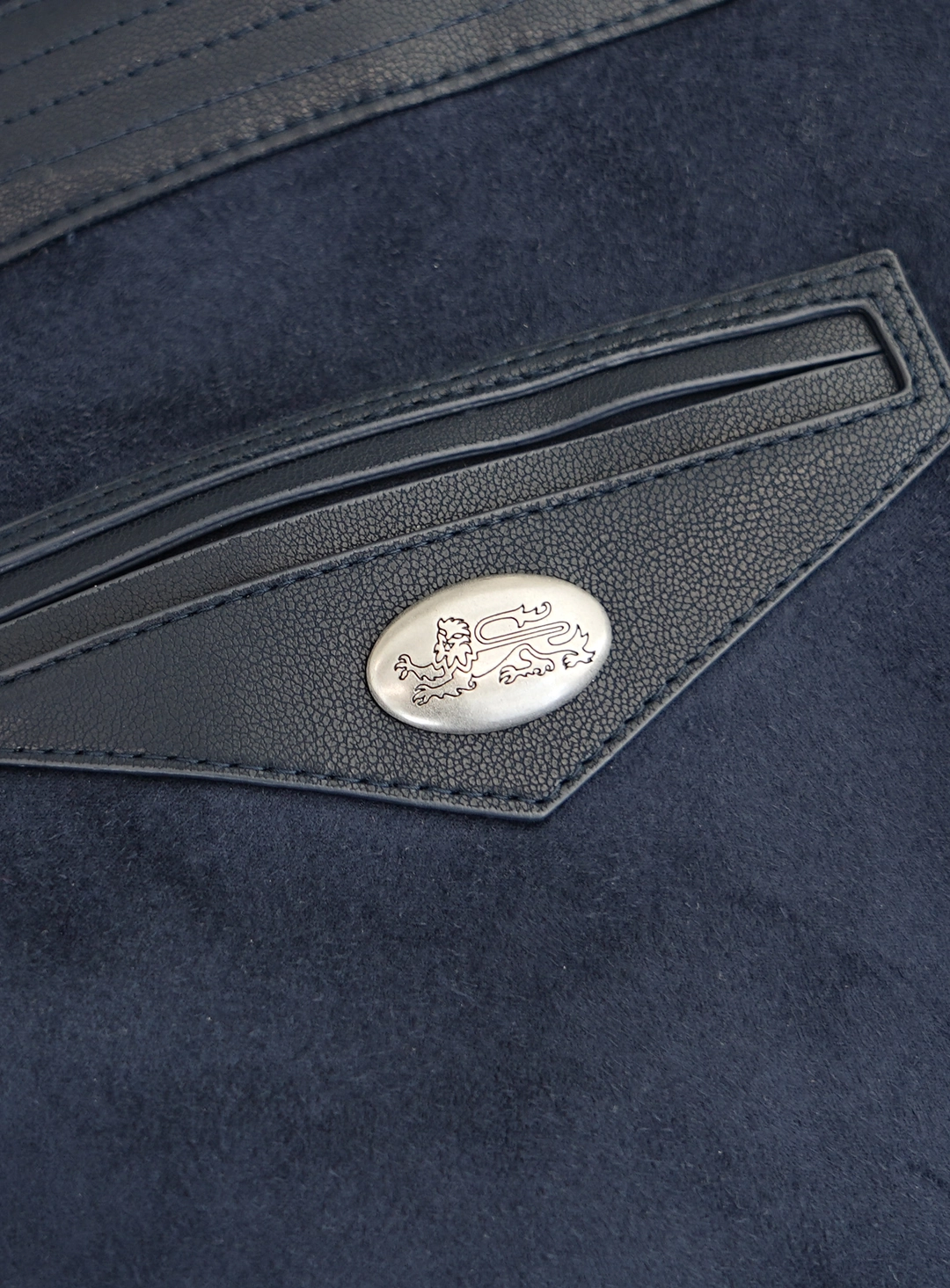 배드블러드 [w-jkt26-018] Arc Suede Contrast Bomber Jacket - Navy 상품 이미지 3