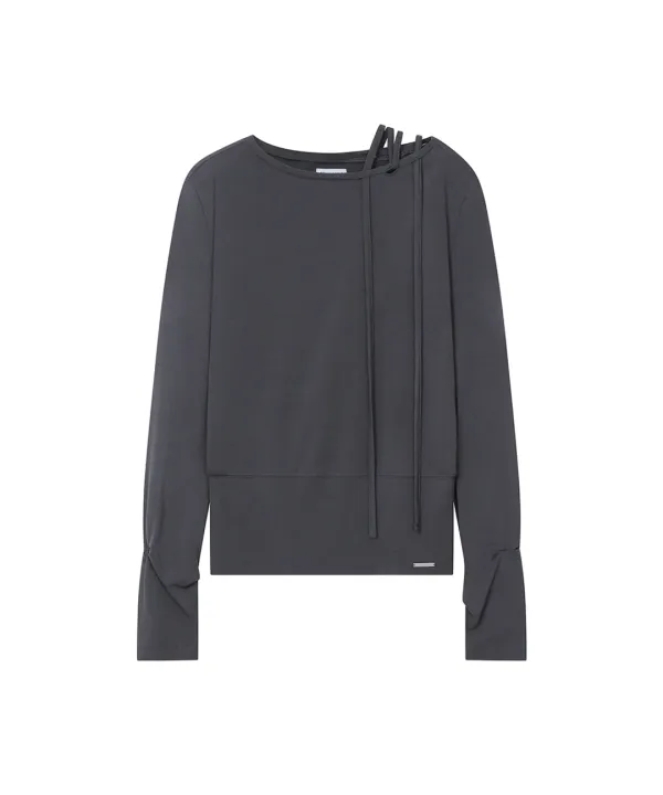 [레이 PICK] Boat Neck String long sleeve CHARCOAL