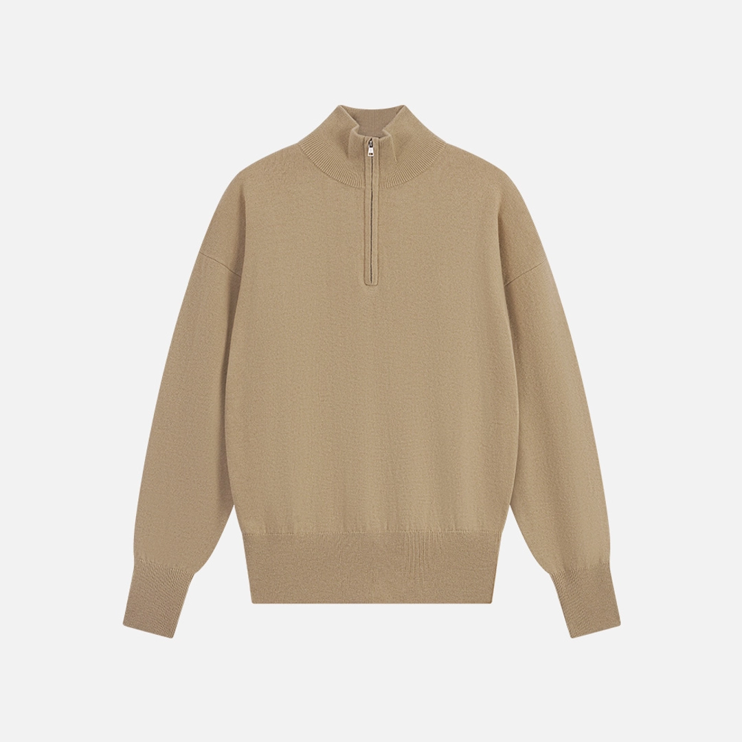 시야쥬 SIKN2200 울 블렌드 하이넥 집업 니트_Beige 상품 이미지 2