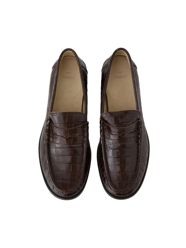 G CRACK LEATHER LOAFERS (DARK BROWN)