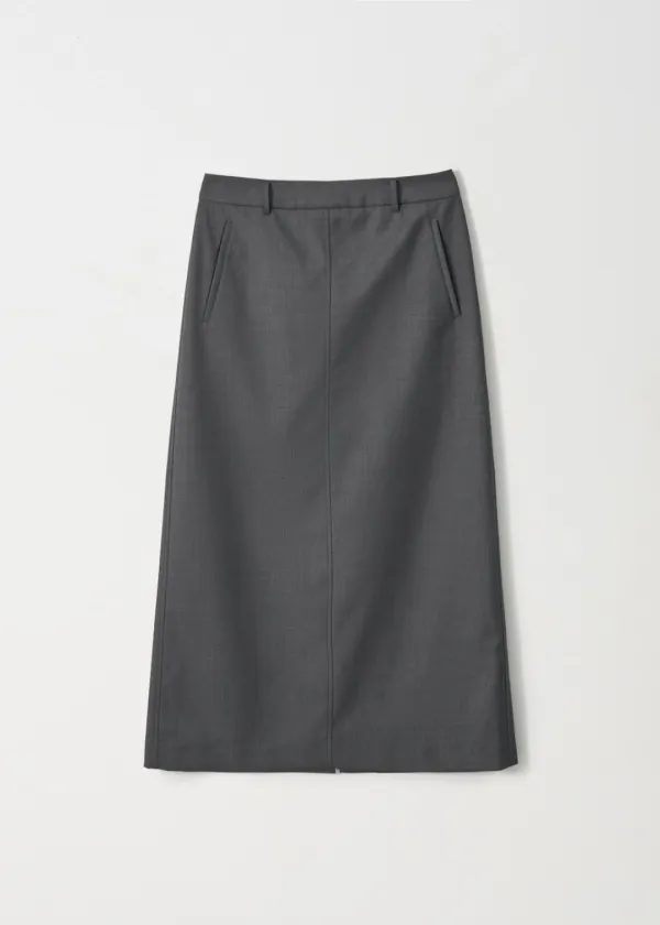 [5th] Maxi A-Line Wool Skirt_Charcoal