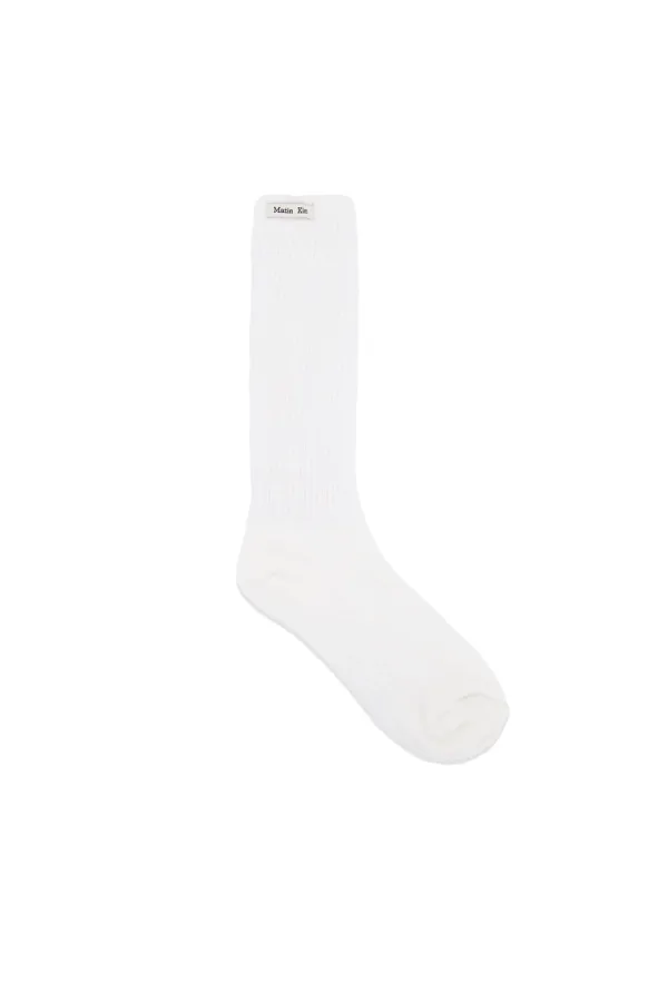 SMALL LOGO POINT RIBBED SOCKS IN WHITE