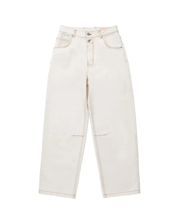 Washed Two Button Denim Pants_Ivory