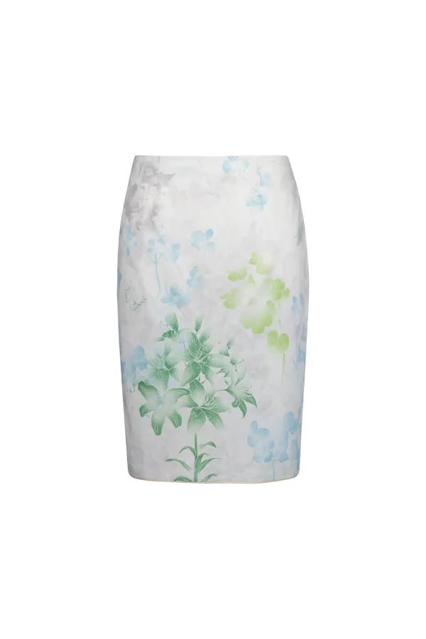 FLORAL TRIM MIDI SKIRT (LIGHT BLUE)
