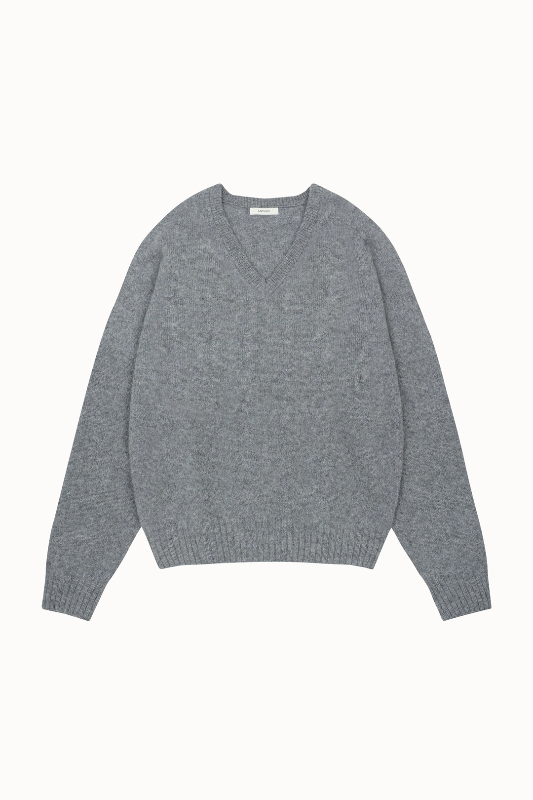 라메레이 Wholegarment Baby Alpaca V-Neck Knit Top [LMBFWIKN2109]-Gray 상품 이미지 2