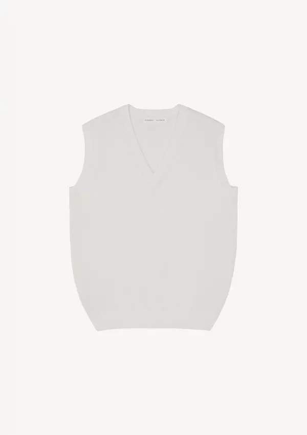 V-neck Sleeveless Knit in White