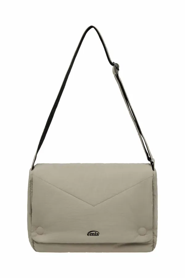 NYLON PADDED CROSSBODY BAG-BEIGE