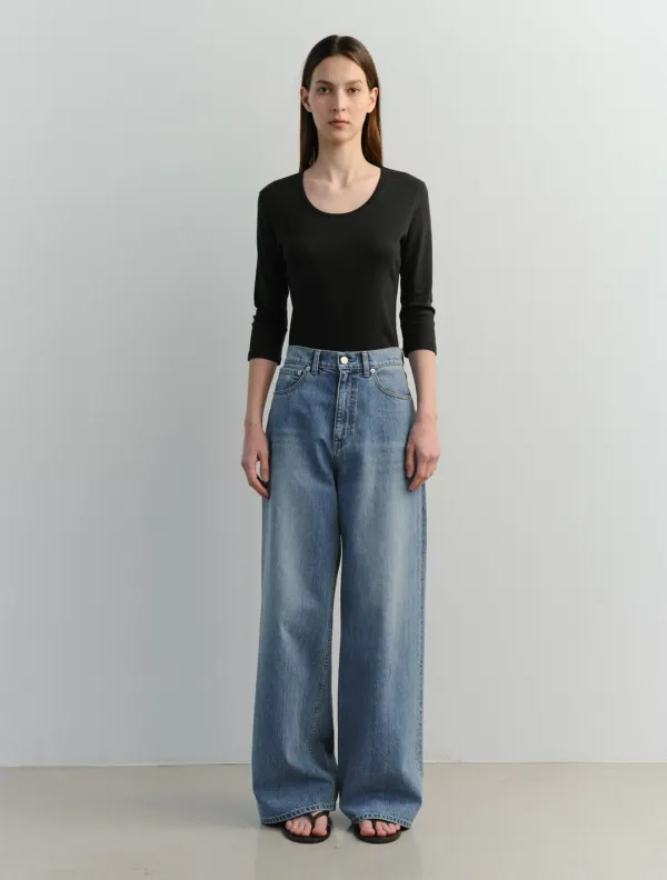 Wide Denim Pants (Blue)
