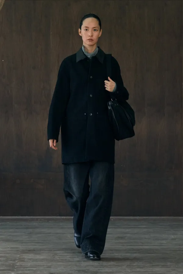 Leather Collar Half Coat