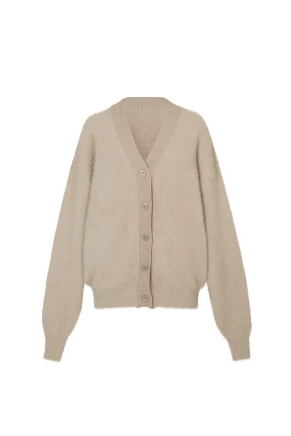 EVA FUR CARDIGAN beige