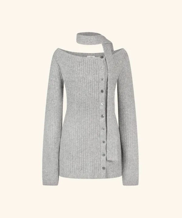 [Scarf Set]  Layered Wool Knit Dress ( Grey )