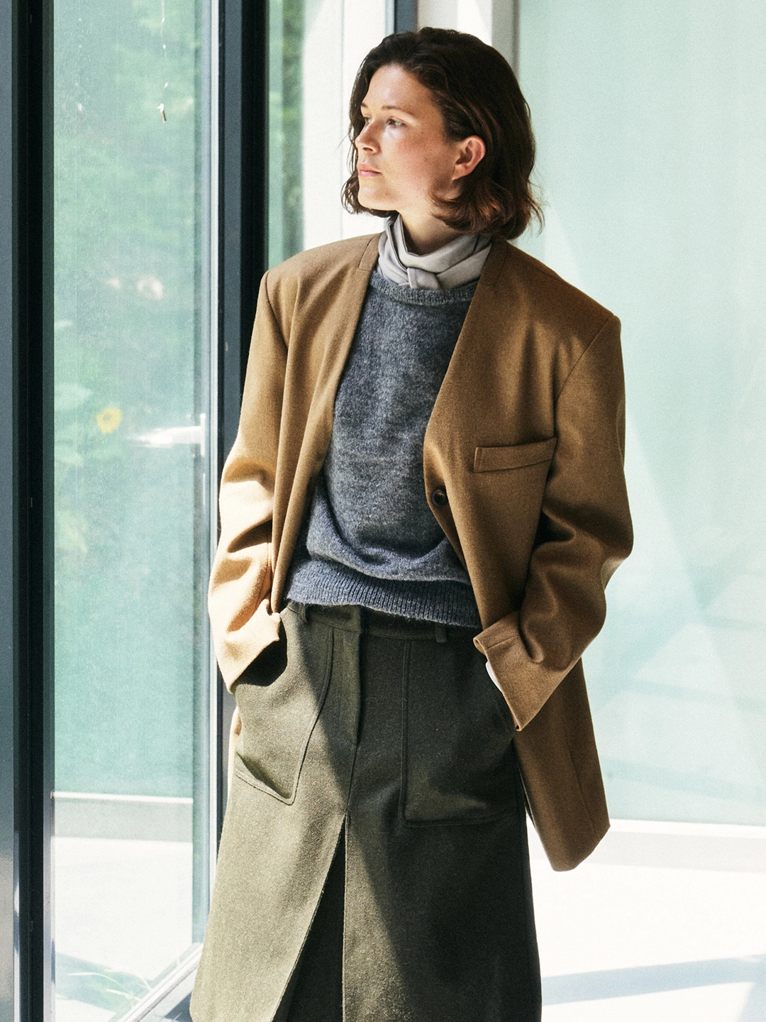 리볼드 Wool V-neck Over JK_(Camel) 상품 이미지 1