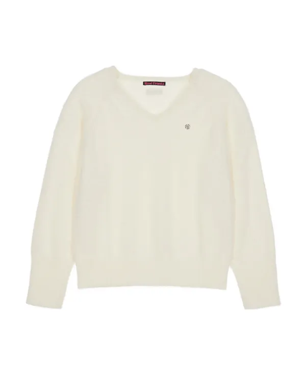 Fur V-neck Knit [Ivory]