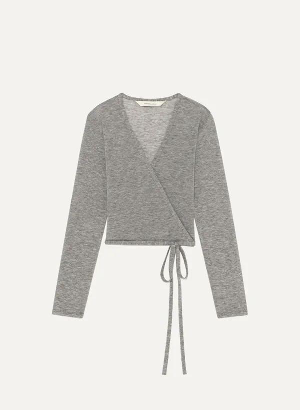 Wool Jersey Cardigan Melange Gray