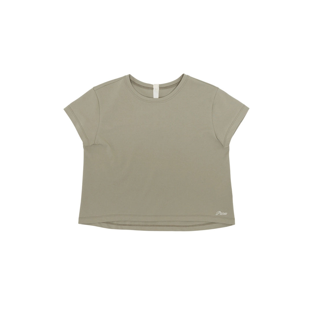 피브비 Short Sleeve Back-neck Button T-shirt (olive green) 상품 이미지 1