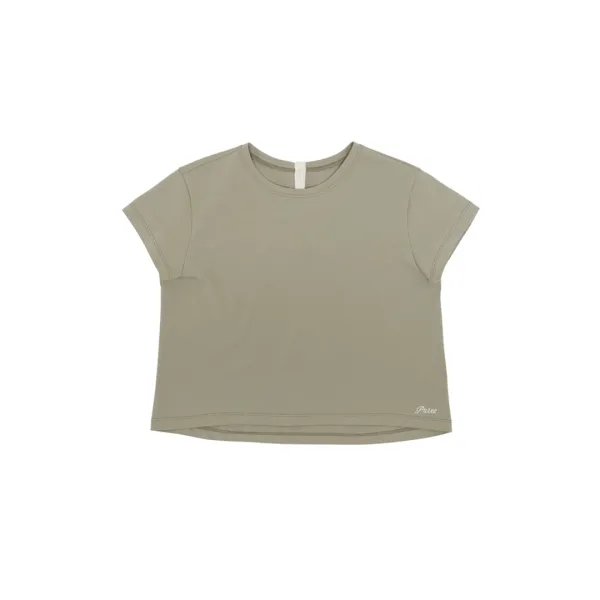 Short Sleeve Back-neck Button T-shirt (olive green)