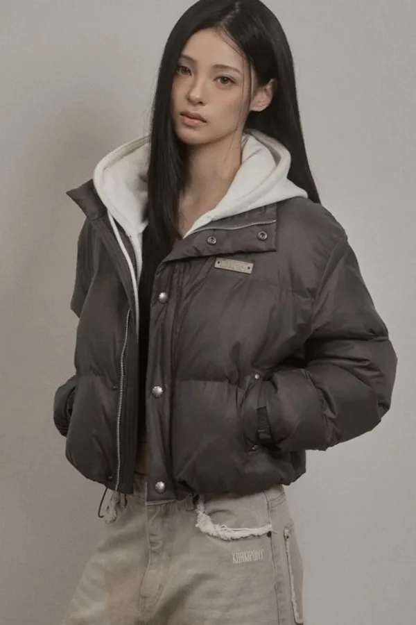 Stud Padded Jacket (charcoal)