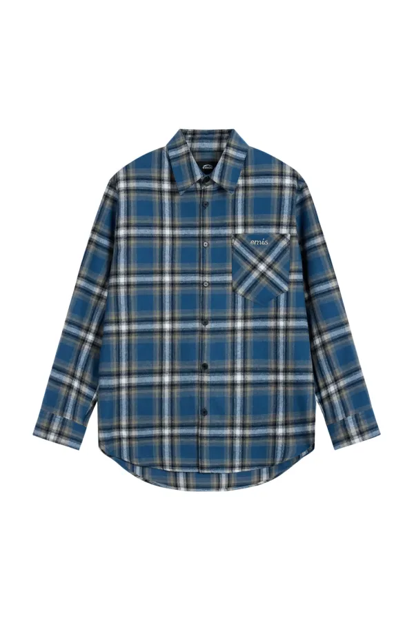 FLANEL CHECK SHIRT-BLUE
