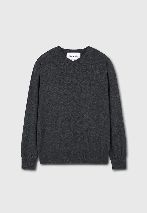 Pure Cashmere V-neck Sweater_ Charcoal