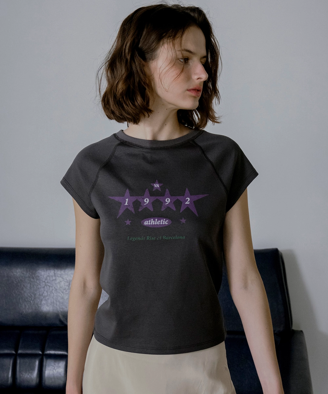 반원 아뜰리에 A3612 Vintage star 티셔츠_Charcoal 상품 이미지 2