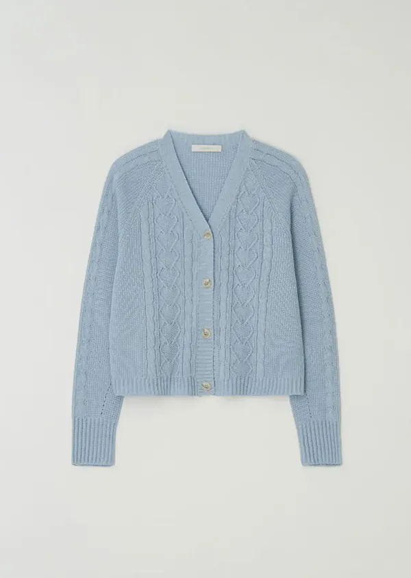 whole garment knit cardigan-sky