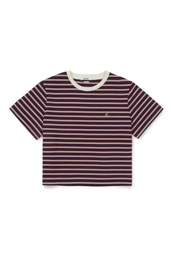 [26SM clove] Stripe Logo T-Shirt (Navy)