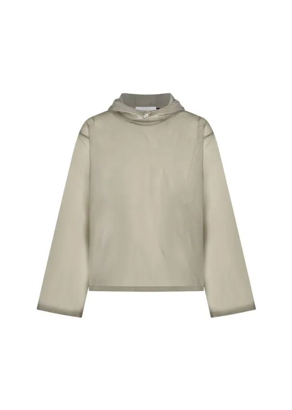 Sheer Hoodie Anorak, Beige